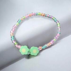 Colorful Beaded Bracelet with Flower Charm